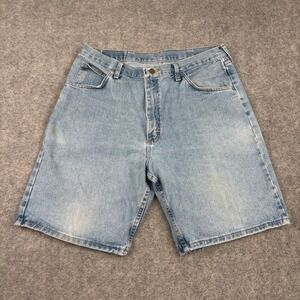 Wrangler Denim Shorts Mens 36 Relaxed Fit Light Wash Utility Workwear Old Money